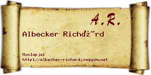Albecker Richárd névjegykártya